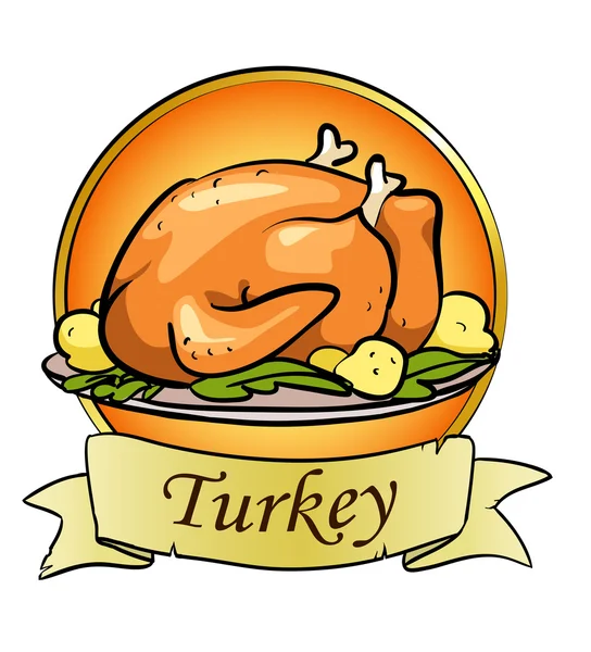Roasted turkey Thanksgiving day — Stock Vector