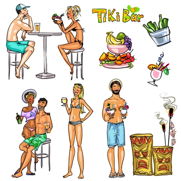 Tiki 酒吧集合 — 图库矢量图片
