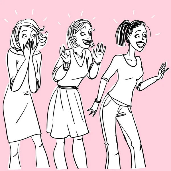 Femmes excitées — Image vectorielle