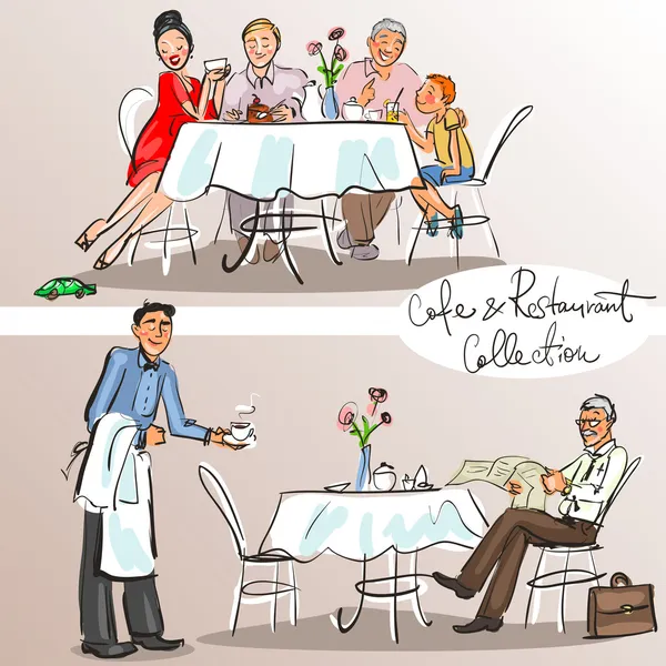 People at cafe and restaurant — Stock Illustration People at cafe and restaurant Stock Vector