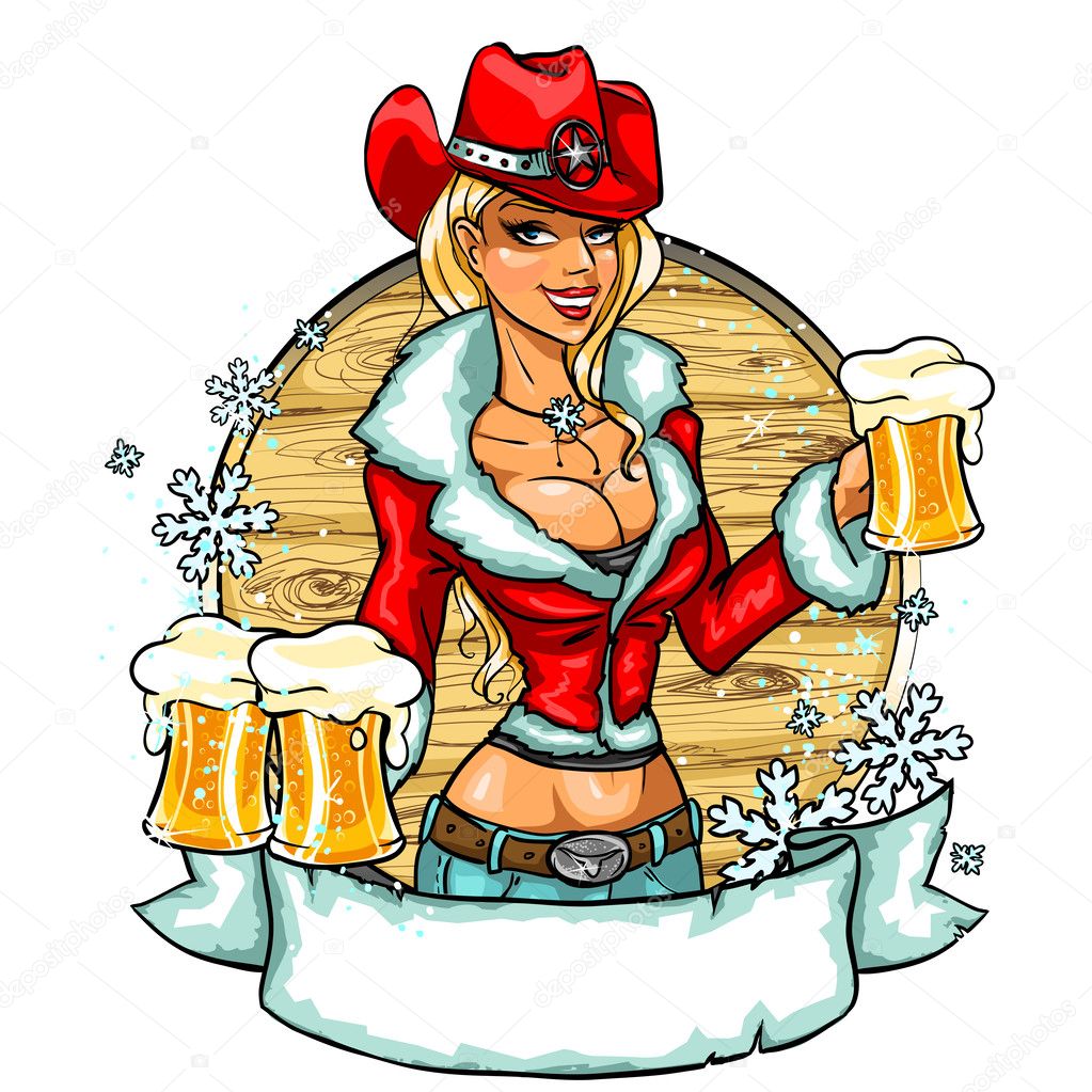 Christmas cowgirl with beer