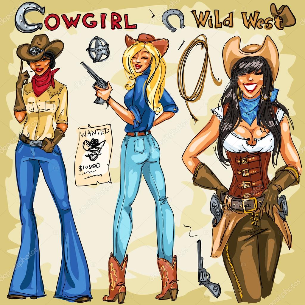 Cowgirls hand drawn collection
