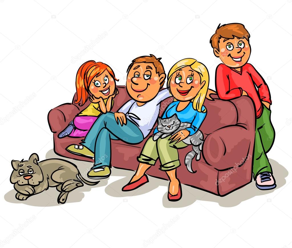 Family members on sofa