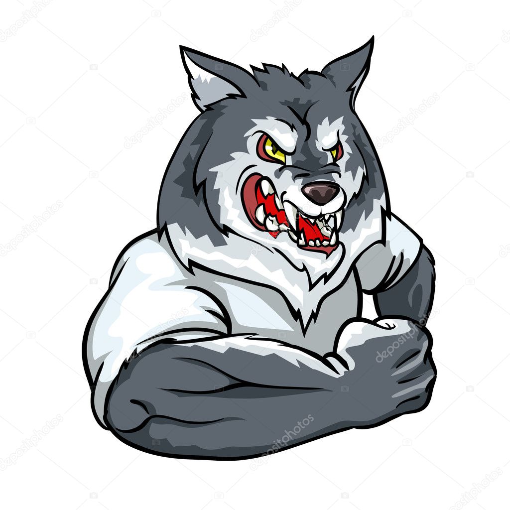 Wolf mascot, team logo design isolated