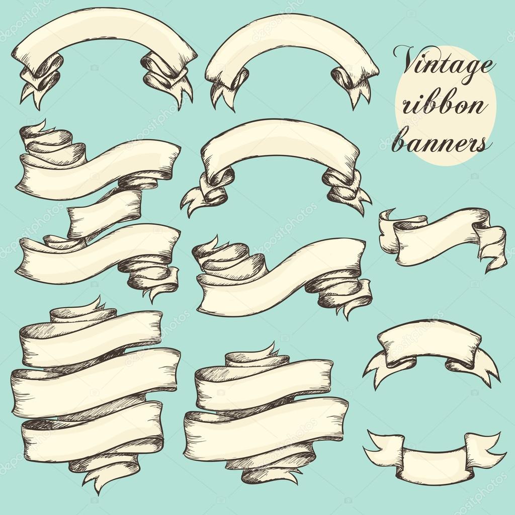 Vintage ribbon banners vector illustrations