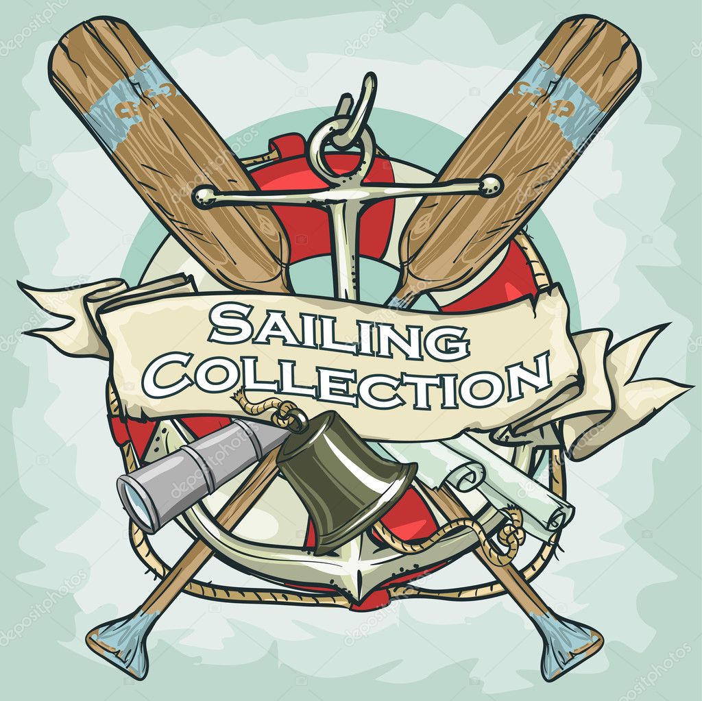 Nautical Label with sample text, Sailing Collection