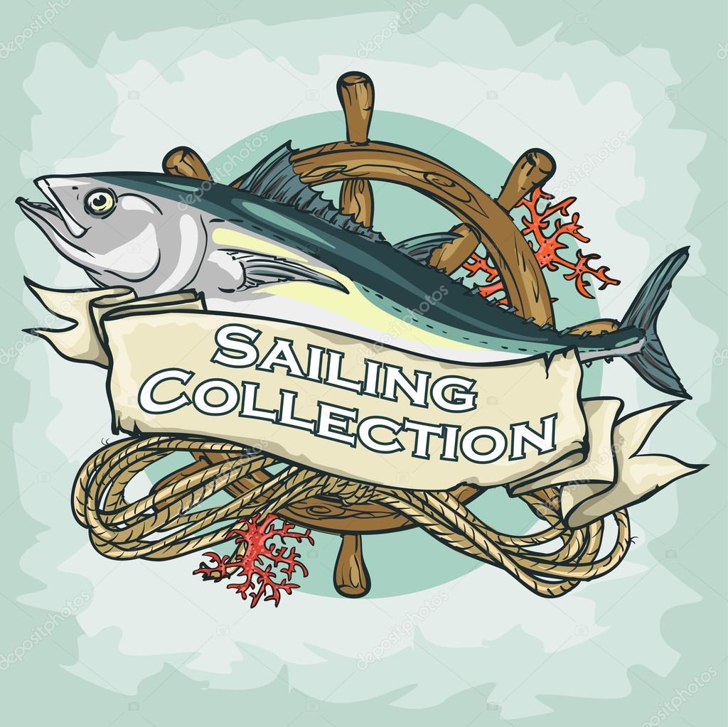 Nautical Label with sample text, Sailing Collection