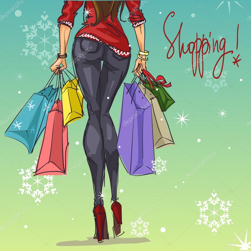 Image result for cartoon fashion christmas shopping