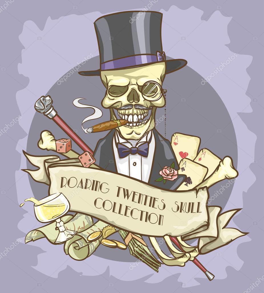 Millionaire's skull logo design - Roaring Twenties Skull Collection