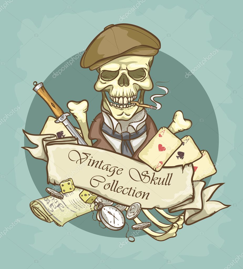 Gentleman's skull logo design - Vintage Skull Collection