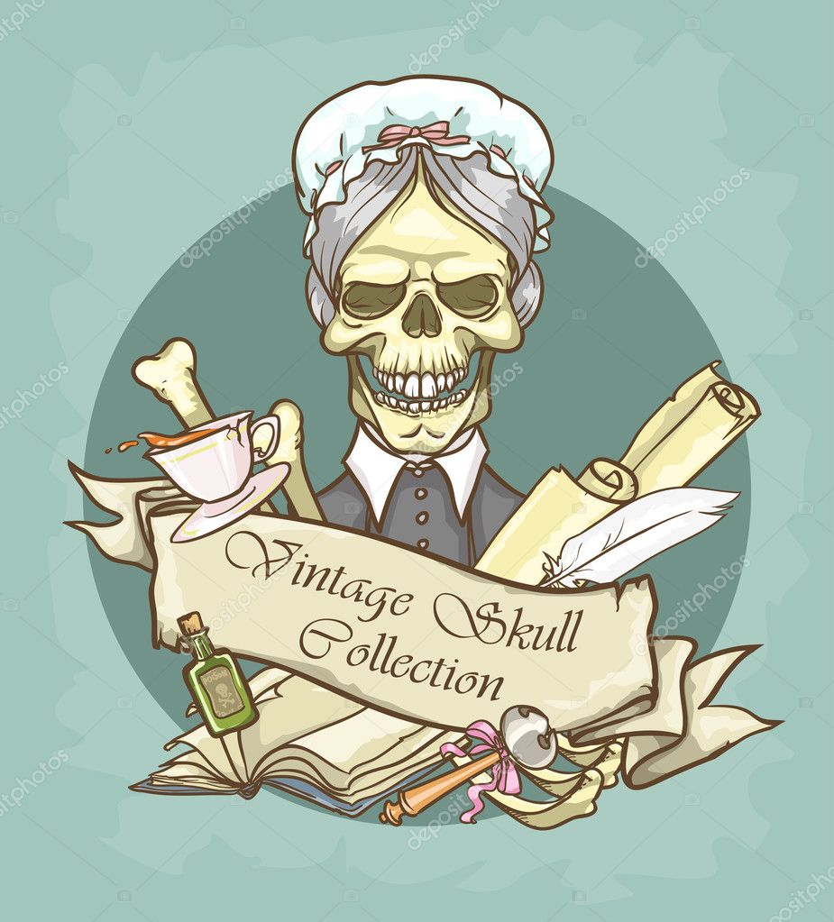Lady's skull logo design - Vintage Skull Collection