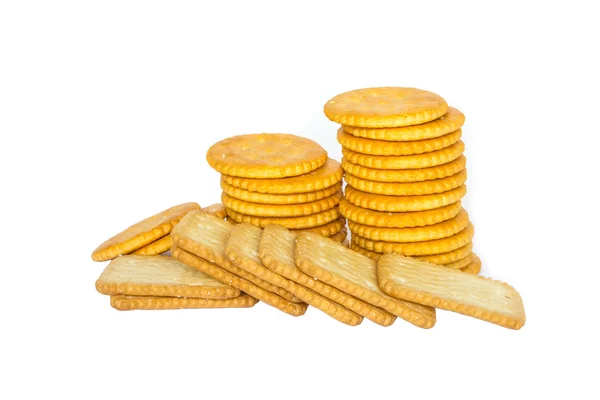 Cracker cookies isolated on white background — Stock Photo, Image