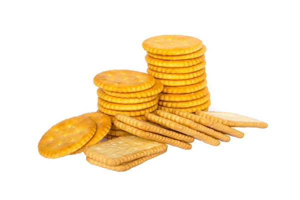 Cracker cookies isolated on white background — Stock Photo, Image