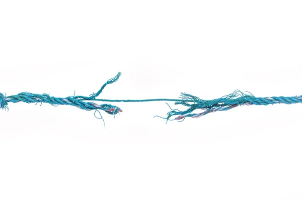 The rope breaks in excess of efforts. On a white background — Stock Photo, Image