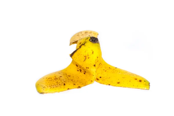 Bananenschil op witte achtergrond — Stockfoto