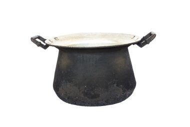 beyaz zemin üzerinde eski siyah pot