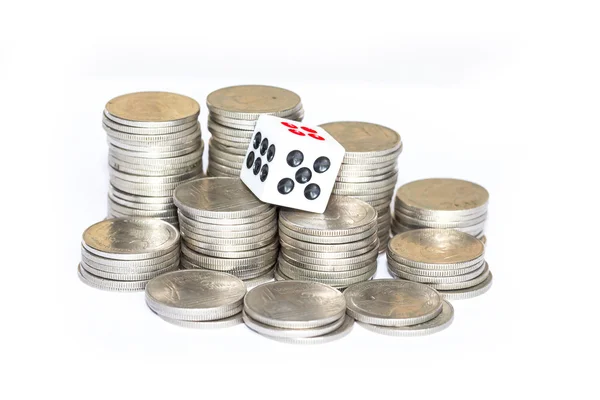 Dice and coins — Stock Photo, Image