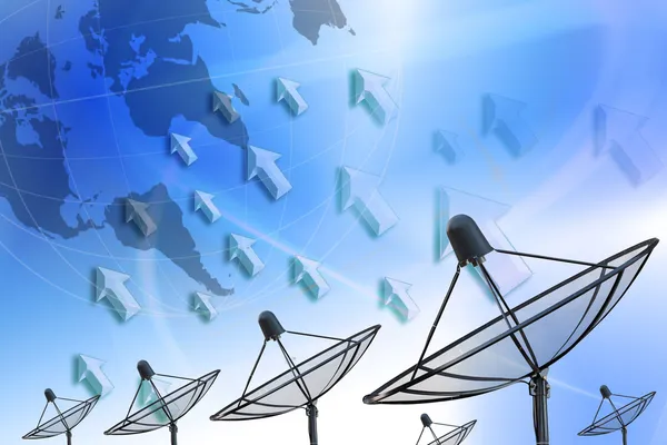 Satellitenschüssel Übertragungsdaten — Stockfoto