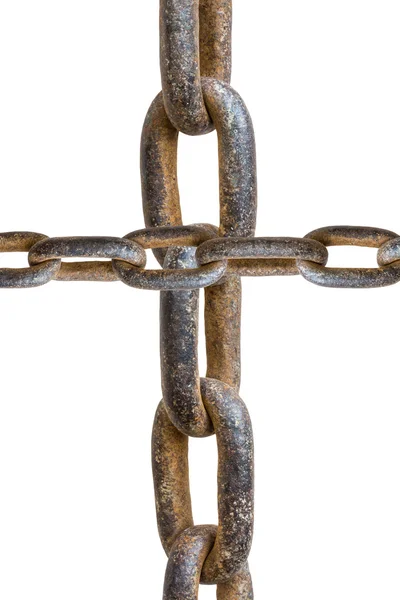 Tree rusty chains, over a white background — Stock Photo, Image