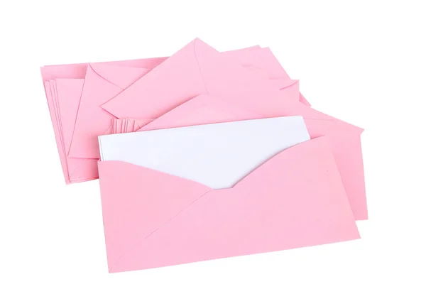 Envelope rosa. sobre fundo branco — Fotografia de Stock