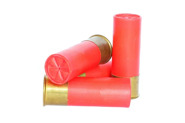 Munitions de fusil rouge sur fond blanc — Photo