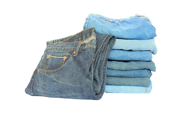 Pila de ropa de mezclilla azul —  Fotos de Stock
