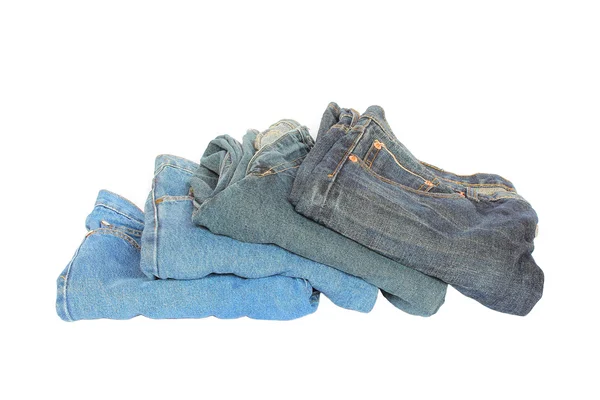 Pila de ropa de mezclilla azul — Foto de Stock