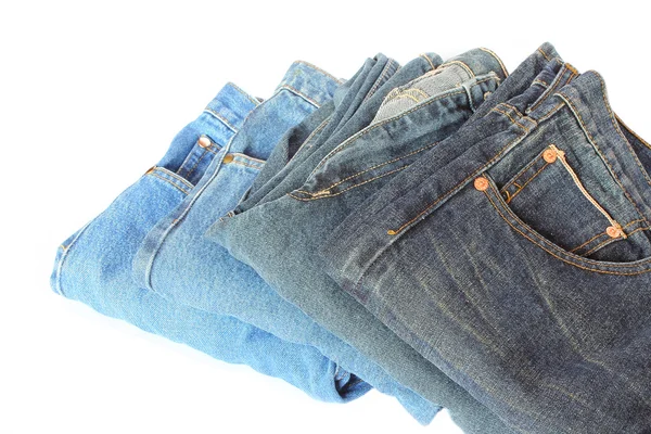 Стек синього джинсового одягу — стокове фото
