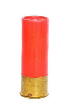 beyaz zemin üzerine kırmızı tüfek cephane 