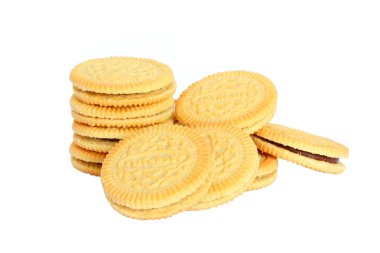 beyaz izole Çikolata kremalı kurabiye 