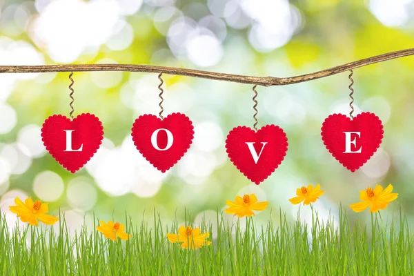 Love message on red heart — Stock Photo, Image