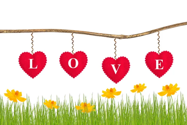 Love message on red heart — Stock Photo, Image