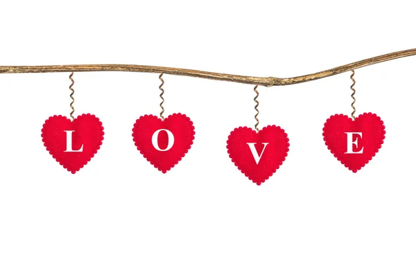 Miłość wiadomość na czerwone serce — Zdjęcie stockowe