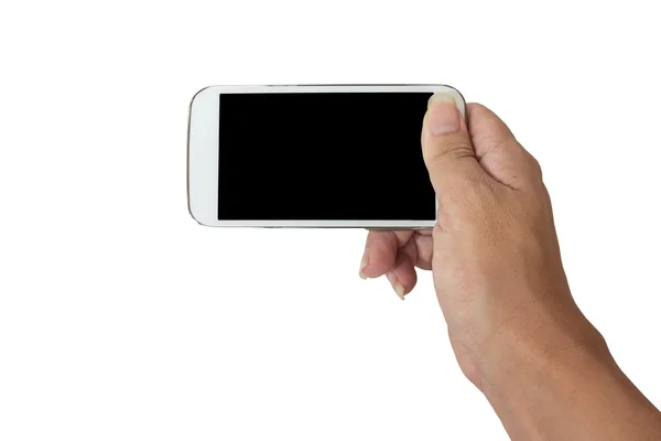 Mão segurando telefone inteligente móvel — Fotografia de Stock