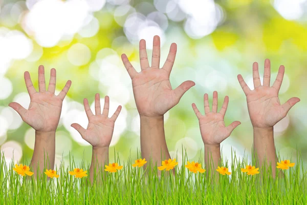 Alle Menschen heben die Hände — Stockfoto