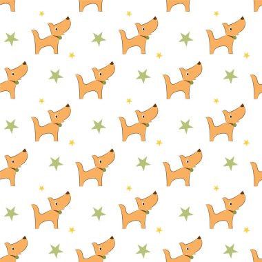 Beyaz arka planda kusursuz desenli köpek. vektör illüstrasyonu.
