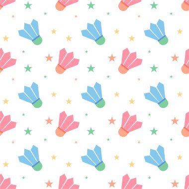 Beyaz arka planda kusursuz desenli badminton topu ikonu. vektör illüstrasyonu.