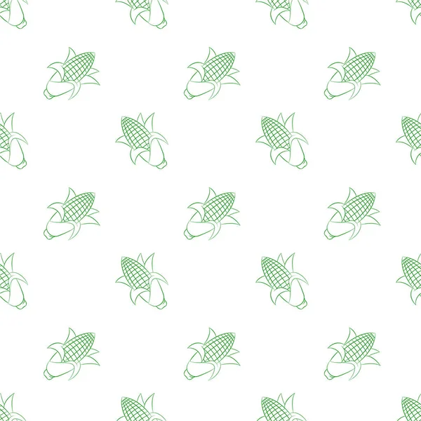 Modèle Sans Couture Maïs Fruit Sur Fond Blanc Illustration Vectorielle — Image vectorielle