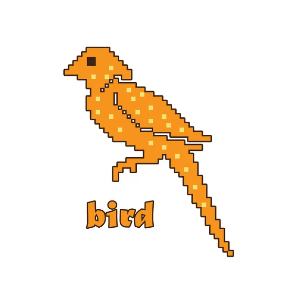 Pixel Art Bird Sfondo Bianco Illustrazione Vettoriale — Vettoriale Stock