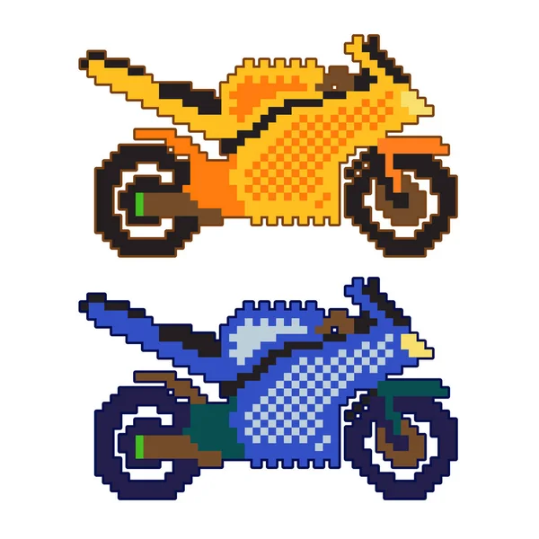 Pixel Art Moto Sur Fond Blanc Illustration Vectorielle — Image vectorielle