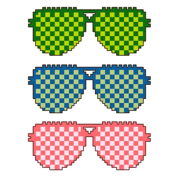 Pixel Art Glasses White Background Vector Illustration — Stock Vector