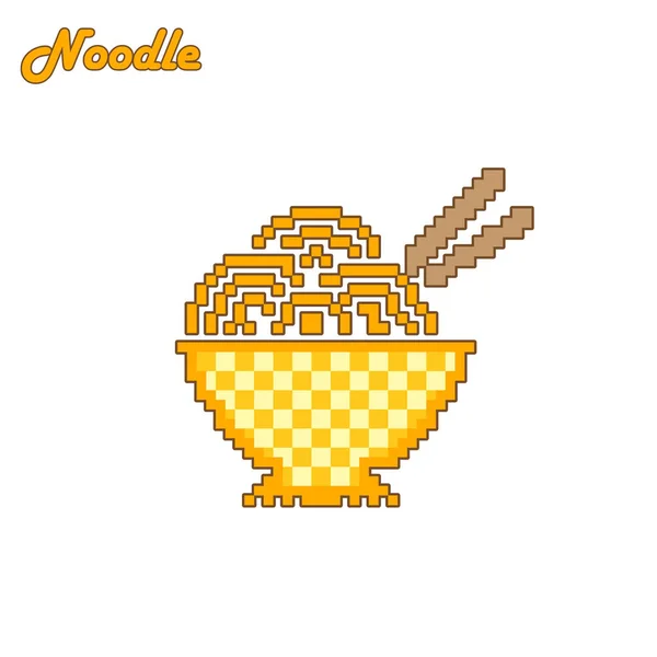 Pixel Art Noodle Witte Achtergrond Vectorillustratie — Stockvector