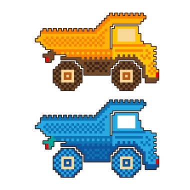 Beyaz arka planda pikselli sanat kamyonu. vektör illüstrasyonu.