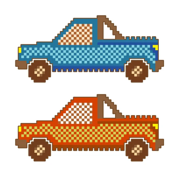 Pixel Art Car Białym Tle Ilustracja Wektora — Wektor stockowy