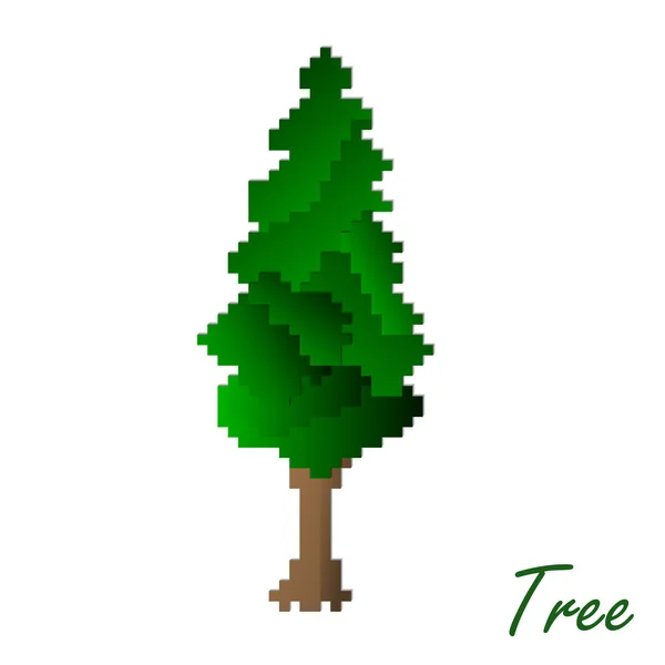 Pixel Art Tree White Background Vector Illustration — Stockvektor