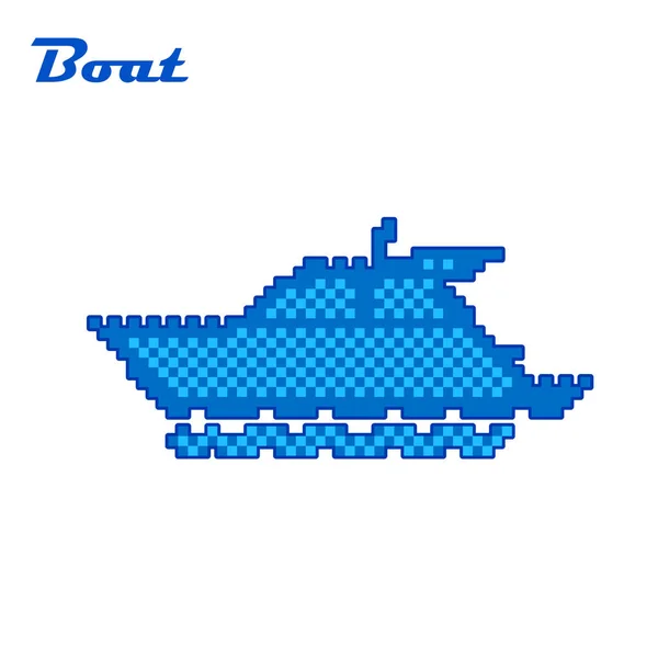 Pixel Art Boat White Background Vector Illustration — 스톡 벡터