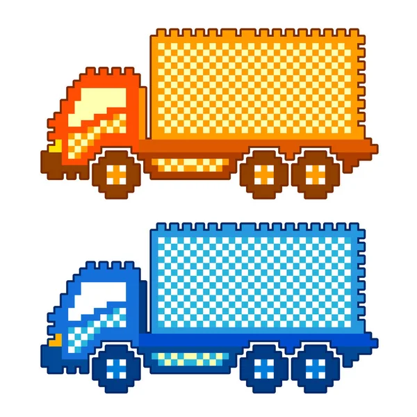 Pixel Art Truck Witte Achtergrond Vectorillustratie — Stockvector