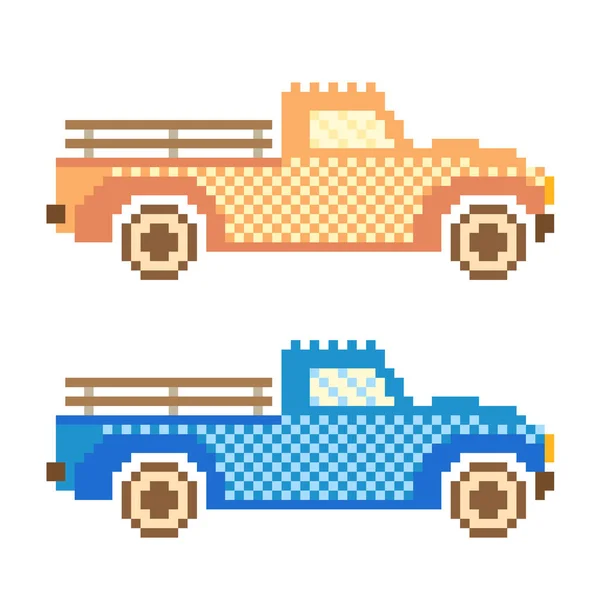 Pixel Art Voiture Sur Fond Blanc Illustration Vectorielle — Image vectorielle