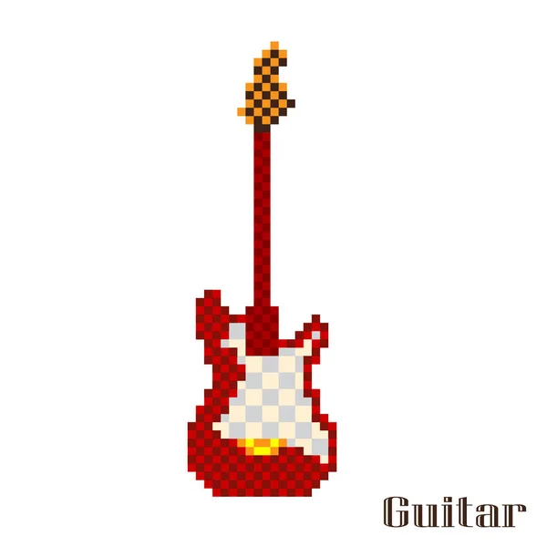 Pixel Art Gitarre Auf Weißem Hintergrund Vektorillustration — Stockvektor
