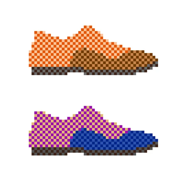 Pixel Arte Sapatos Fundo Branco Ilustração Vetorial —  Vetores de Stock